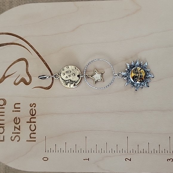 Celestial Two-Tone Drop Earrings, 925 wires - Picture 6 of 12